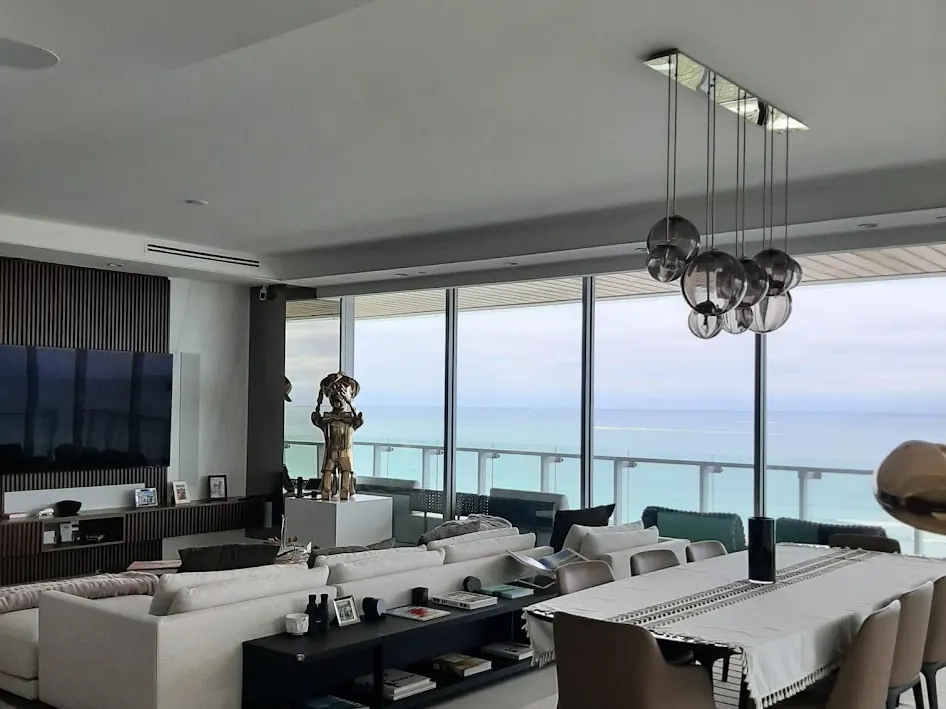 Oceanfront condominium living room after interior painting