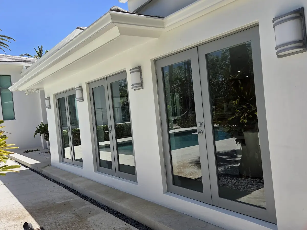 Aluminum window frames, painted