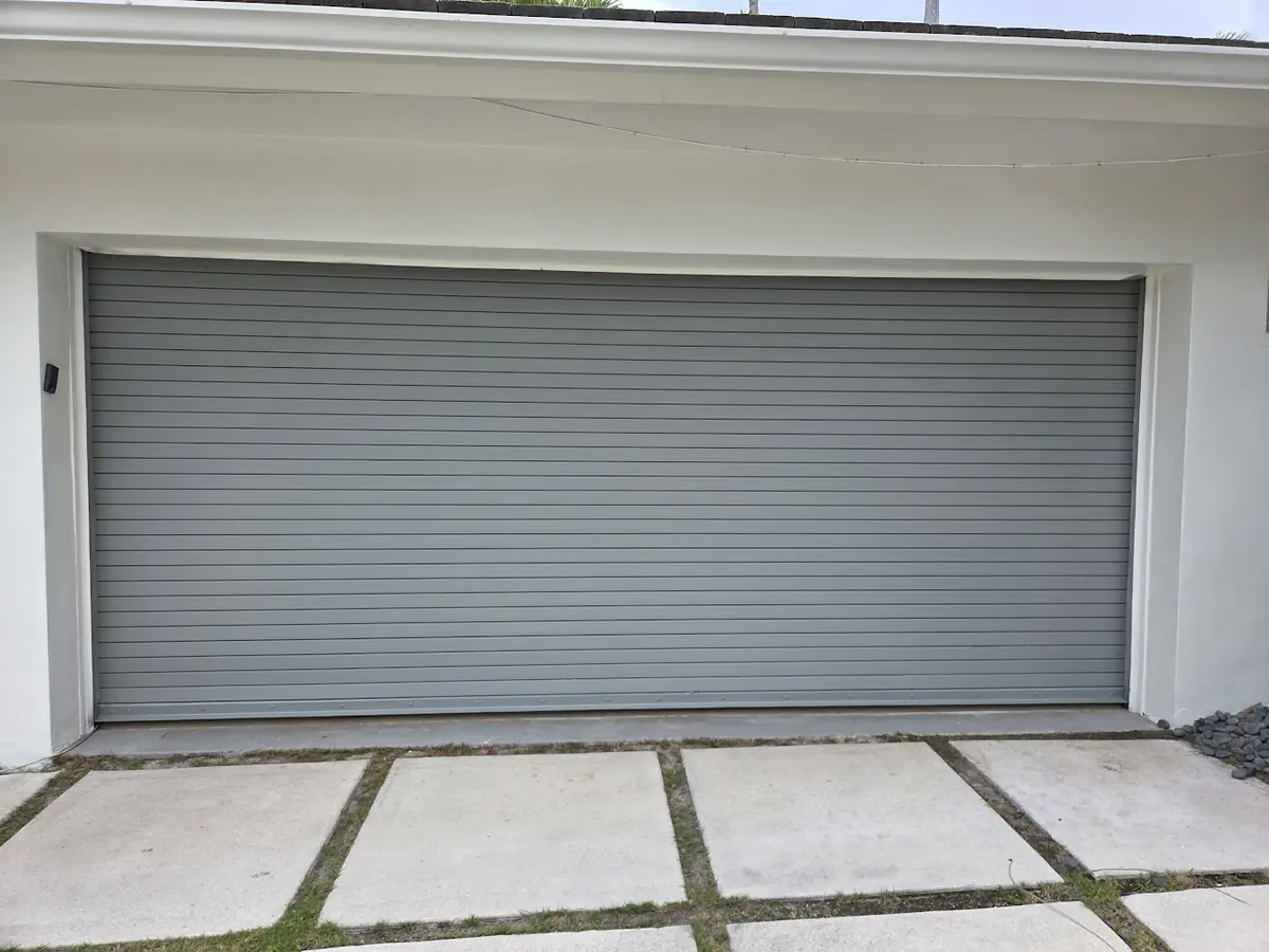 Aluminum garage door, refinished